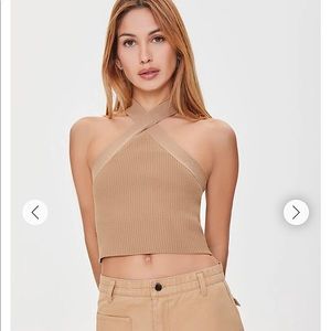 Forever21 Sweater-Knit Halter Crop Top in Cappuccino Brown NWT — Medium